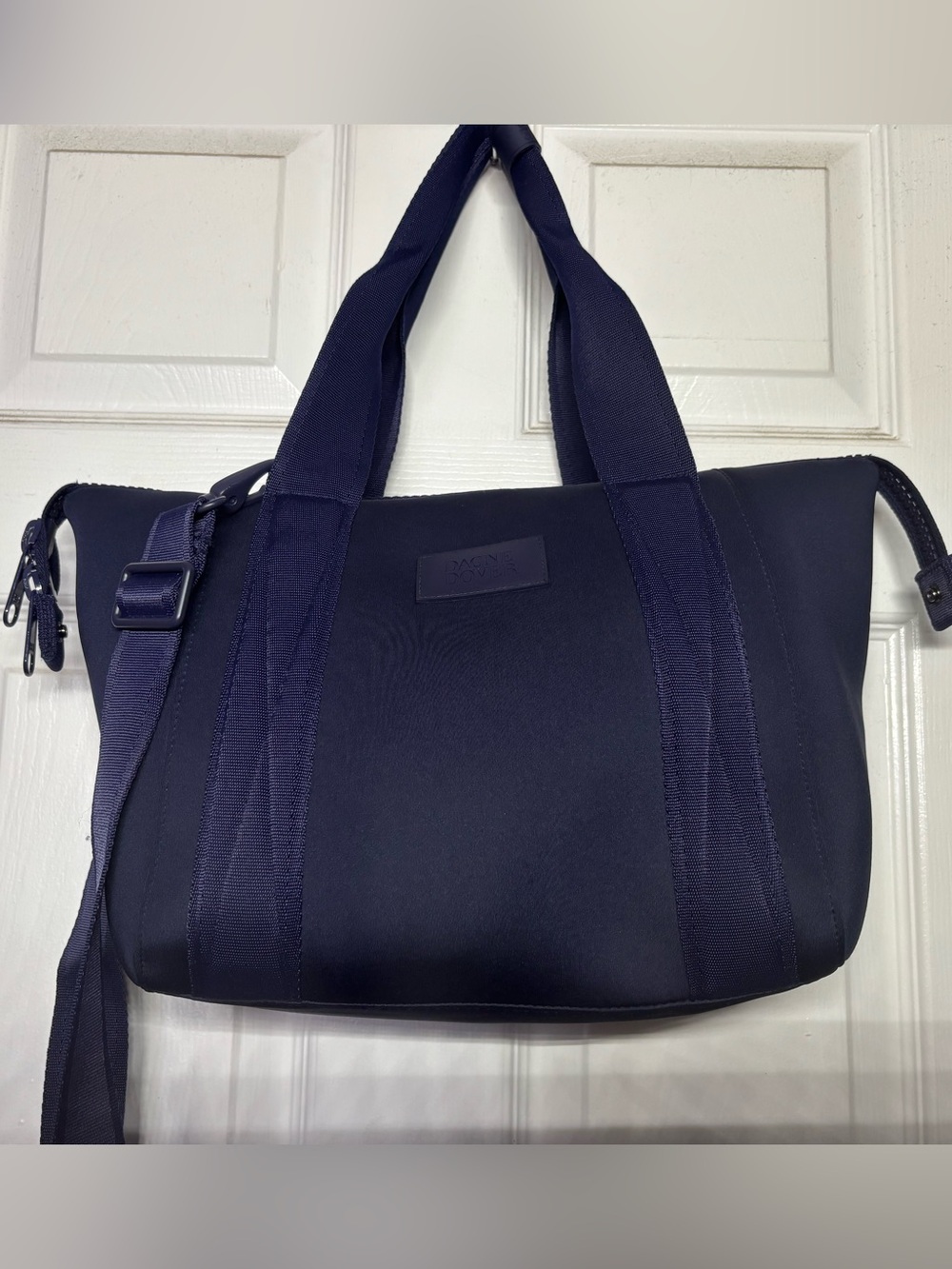 Dagne Dover Navy Neoprene Tote with Adjustable Strap